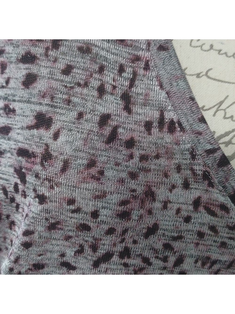 Simply Vera Wang Purple Leopard Print Polyester/Rayon Top with Side Tie Detail M - Picture 3 of 11
